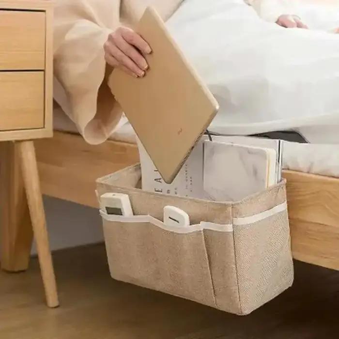 Organisateur de rangement de chevet en lin pour voiture
