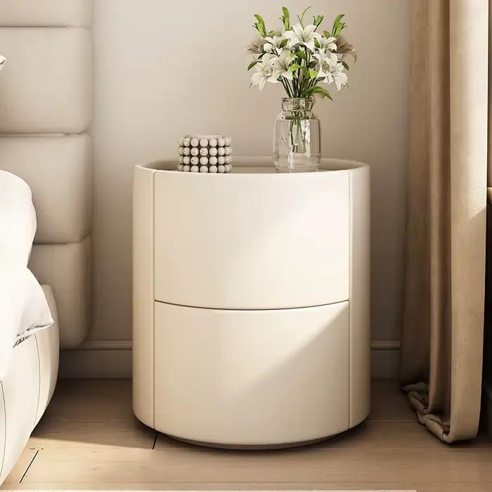 Avec rangement tables de chevet étroites rondes avec tiroirs chambre Design