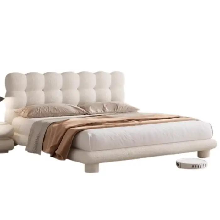 Lit double simple en flanelle blanc