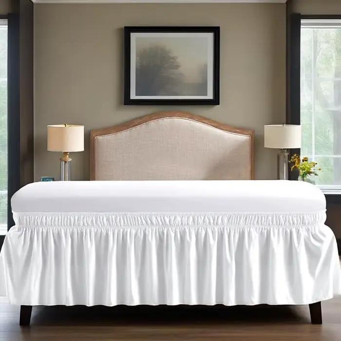 Jupe de lit respirante et anti-poussière avec bande élastique, Style contemporain, housse pour chambre à coucher, 1 pièce