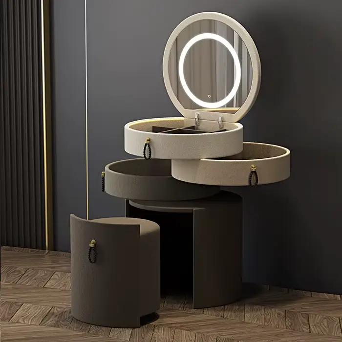 Coiffeuse de qualité élégante et glamour, au design créatif et esthétique nordique, avec rangement, pour chambre à coucher