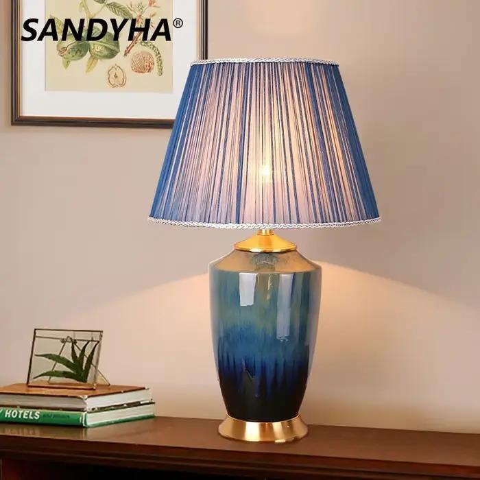 SANDYHA élégant bleu lampe de Table en céramique chambre élégante