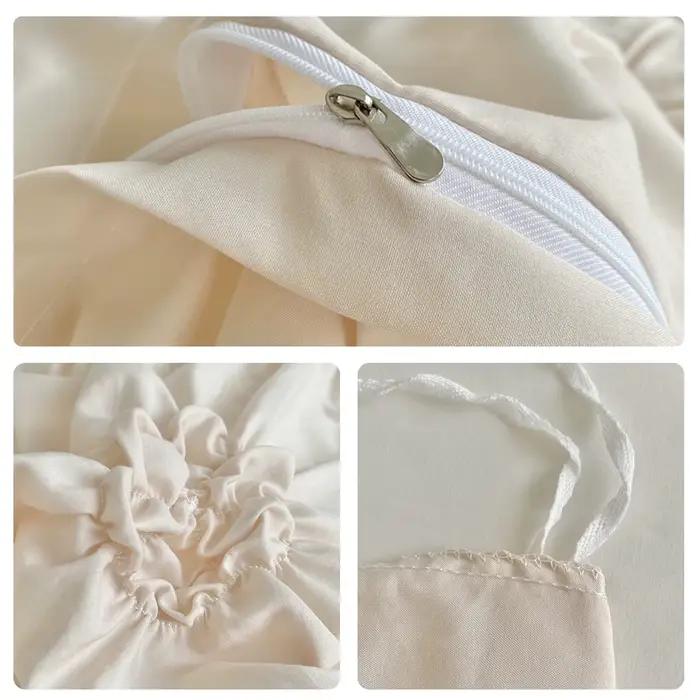 Ensemble de housse de couette à fleurs tridimensionnelles Beige