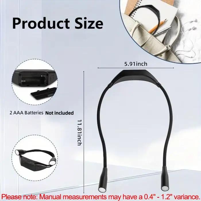 Lampe de lecture LED portable pour le cou, 360° °   Lampe de lecture flexible, lampe de chevet mains libres pour lire au lit, lampe d'étude à forte luminosité