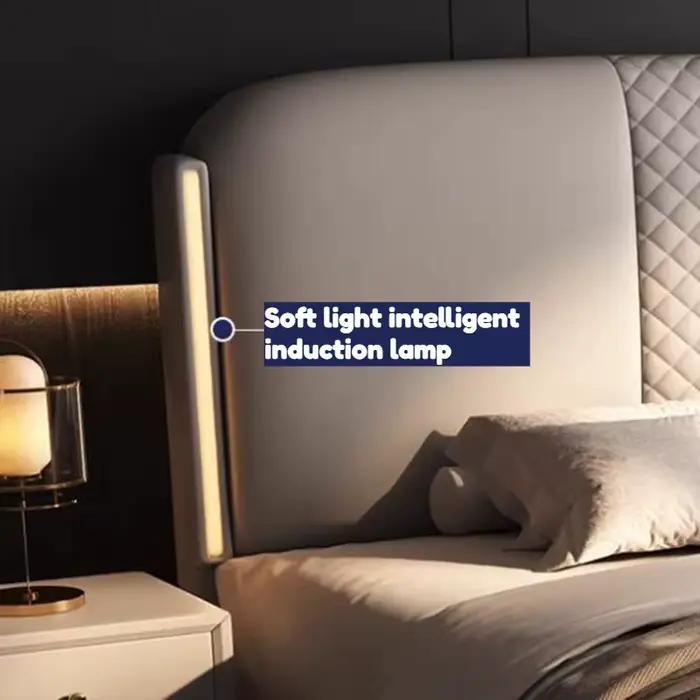 Lit Double Luxe Nordique 180x200cm avec Table de Chevet Esthétique