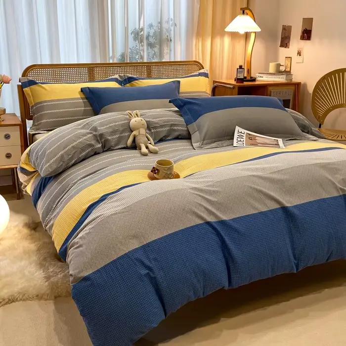 Parure de lit moderne rayée imprimée en coton 100% de haute qualité – Housse de couette