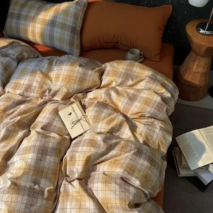 Parure de lit de beauté de haute qualité, housse de couette à carreaux, ensemble de draps avec taies d'oreiller, dortoir pour adultes, taille Queen, décoration de maison d'hiver
