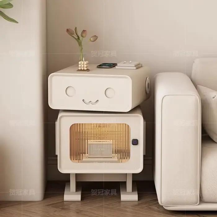 Table De chevet légère moderne bouton rotatif armoire blanche