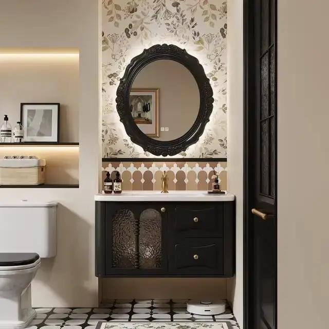 Armoire de salle de bain Vintage en bois massif