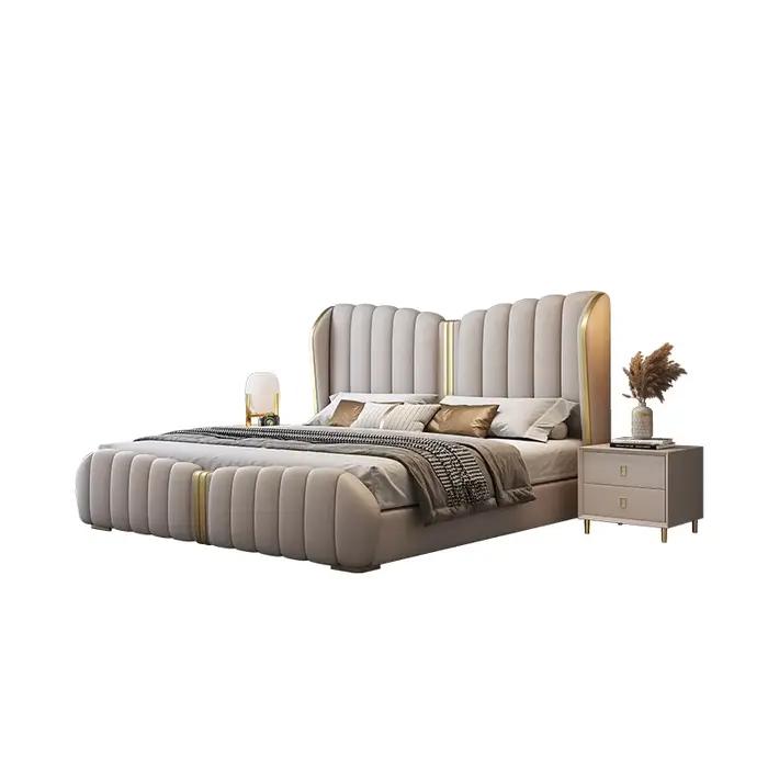 Lit en cuir moderne et simple haut de gamme