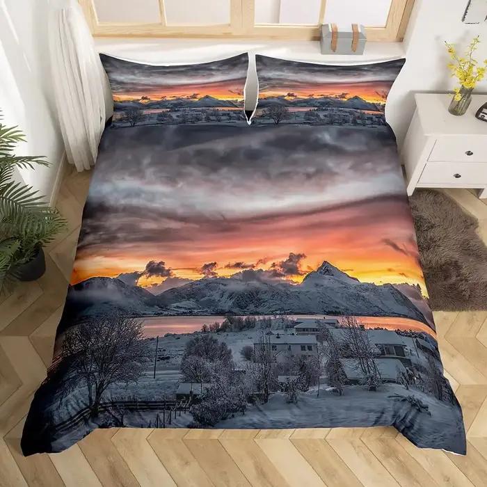 Snow Mountain housse de couette ensemble Iceberg lever du soleil coucher