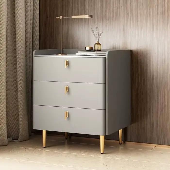 Veilleuse LED nordique, table de chevet minimaliste avec tiroir, armoire intelligente blanche, table de chevet moderne avec chargeur, meubles de nuit