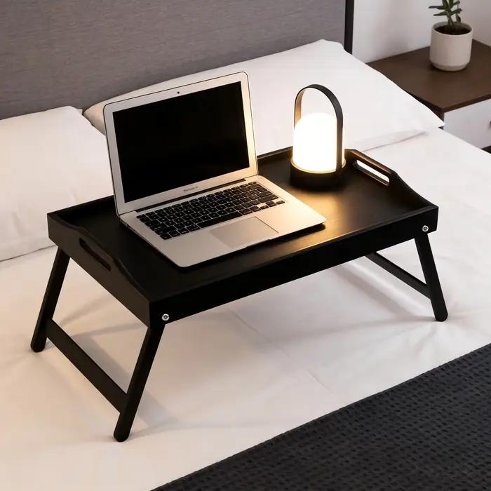 Plateau de lit en bambou avec pieds pliables