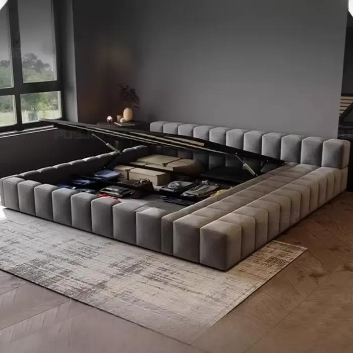 Lit Queen Size moderne minimaliste fantaisie Double têtes De lit Salon De couchage Meubles De Chambre
