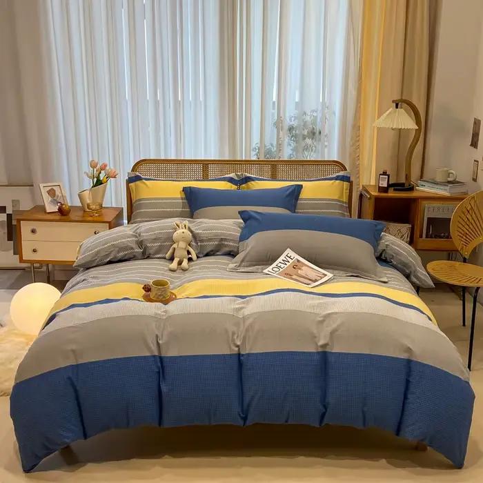 Parure de lit moderne rayée imprimée en coton 100% de haute qualité – Housse de couette