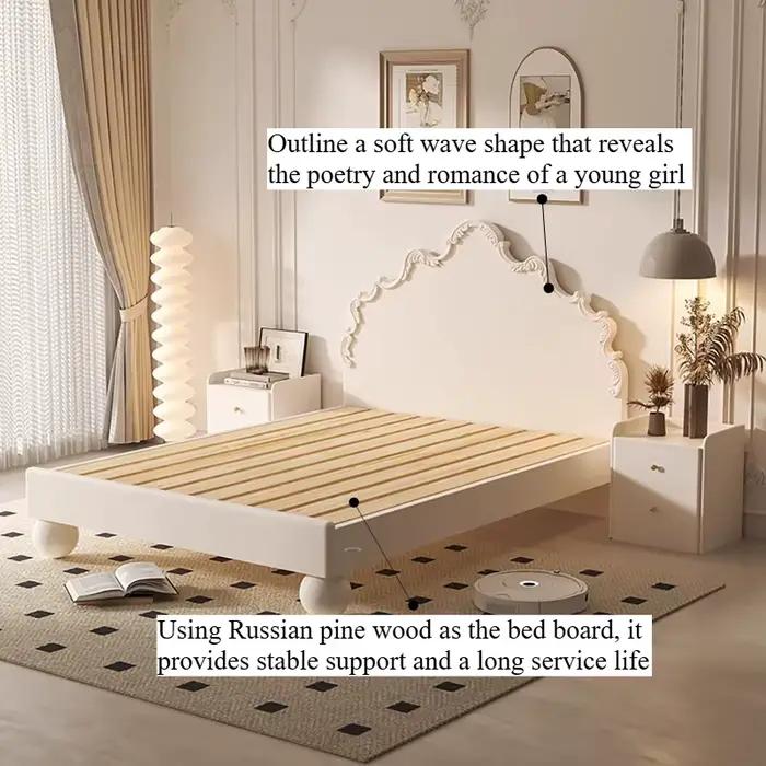 Lit double esthétique 180x200cm avec cadre en bois