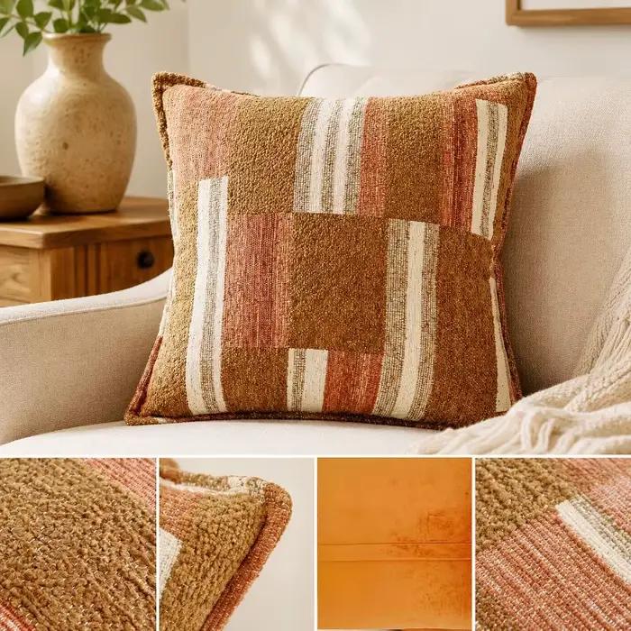 Housse de coussin bohème en chenille douce jacquard