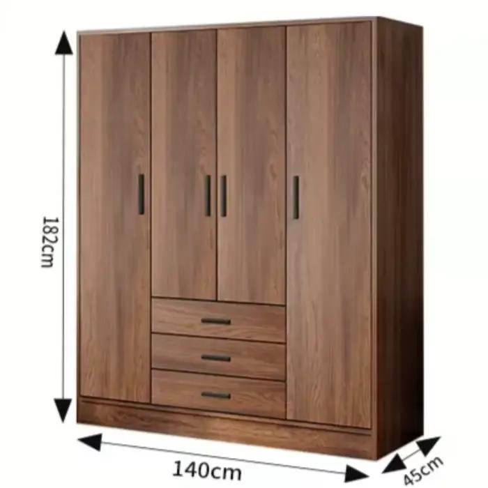 Armoire de chambre à coucher avec cadres cannelés et tiroirs étroits