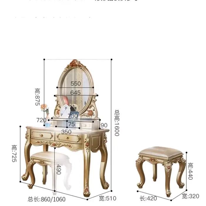 Coiffeuse dorée pour femmes