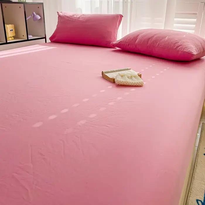 Drap plat en coton lavé pour lit Double