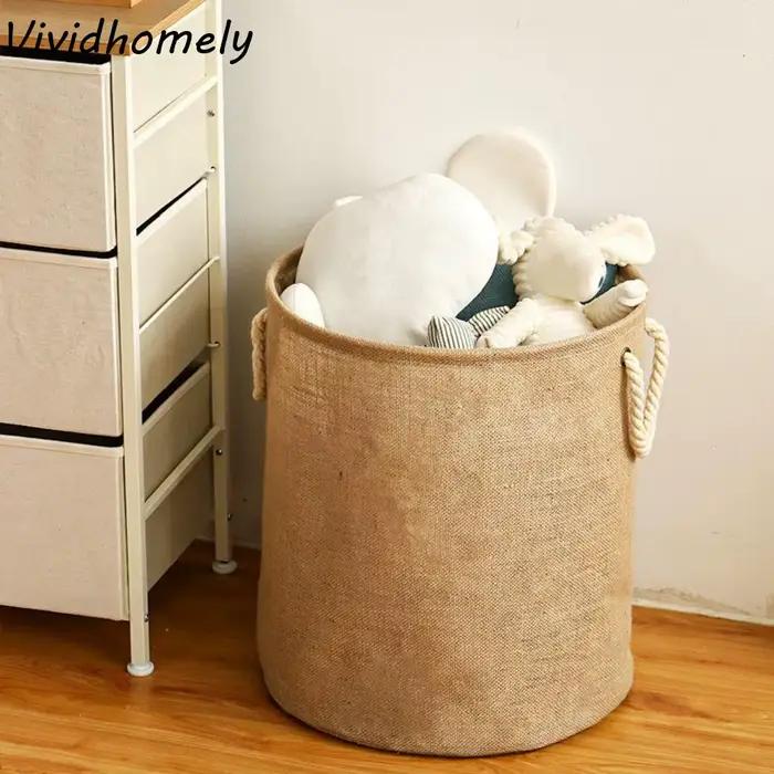 Panier à linge imperméable en coton et lin