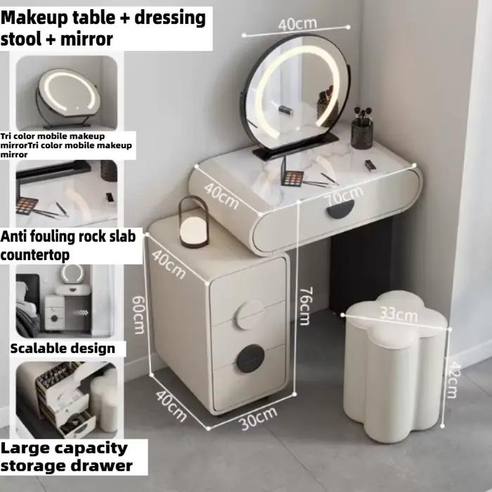 Coiffeuse de luxe au design moderne avec miroir et tabouret