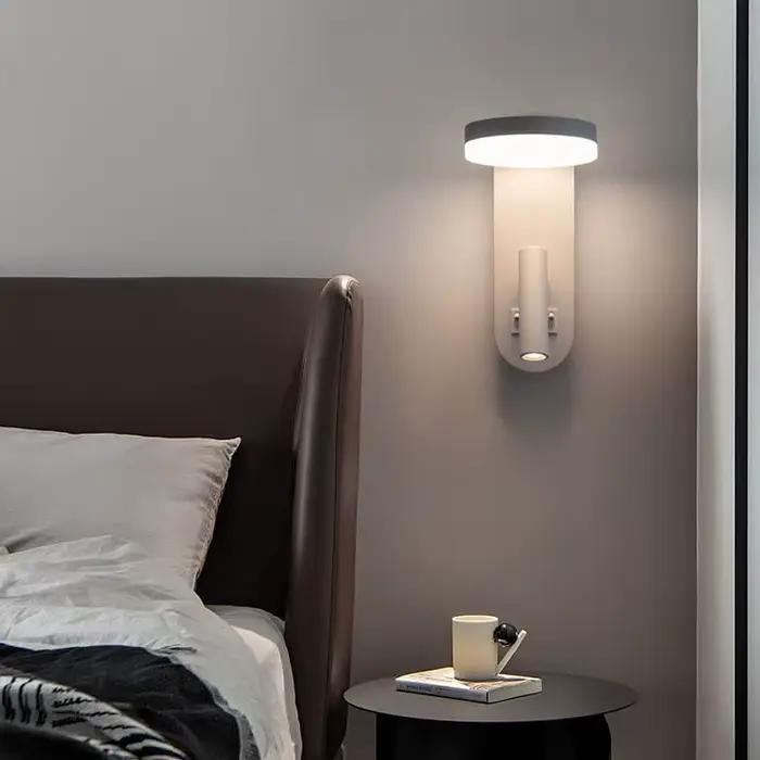 Applique murale en frêne avec interrupteur pour chambre à coucher