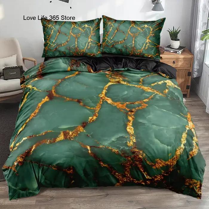 Ensemble de housse de couette classique en marbre 3D