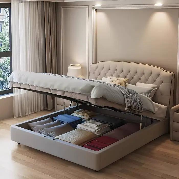 Meubles de maison pour couples : Lit solide de taille Queen