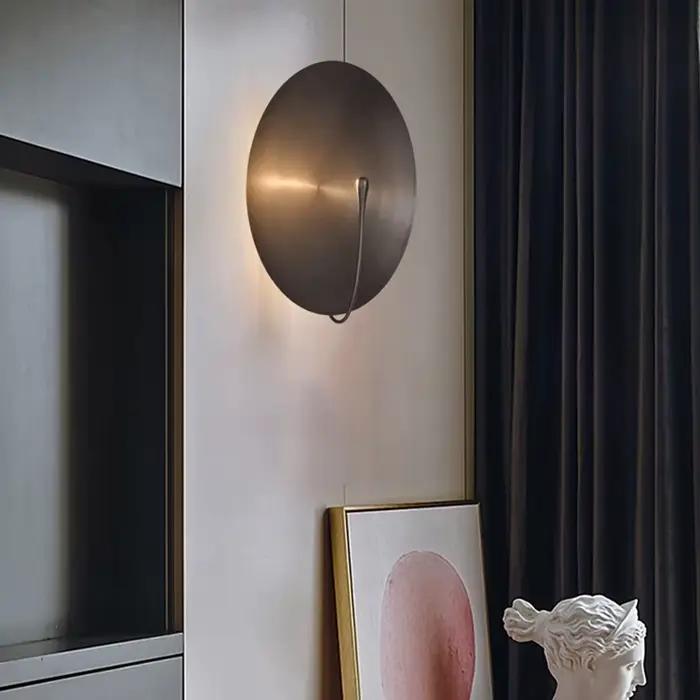 Italien Vintage en acier inoxydable rond mur LED lumière étude couloir mur chambre chevet salon applique luminaires