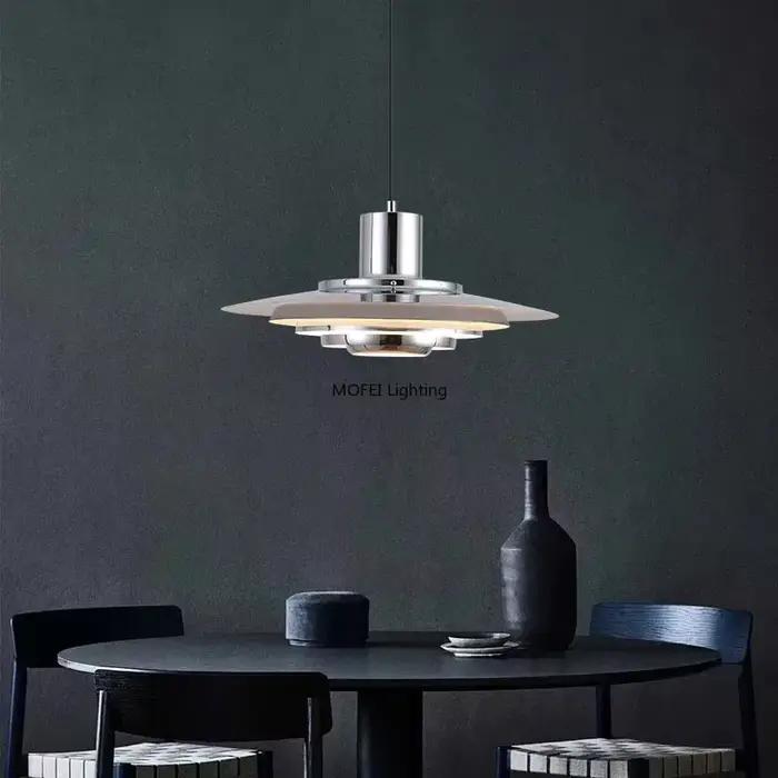 Lampe nordique blanc argent métal E27 minimalisme LED lustre Art Design cuisine chambre décoration de la maison suspension réglable