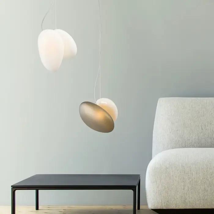 Lampe LED Suspendue en Forme de Galets de Verre, Luminaire Décoratif d'Nik, Idéal pour une Chambre à Coucher, une Cuisine ou un Café