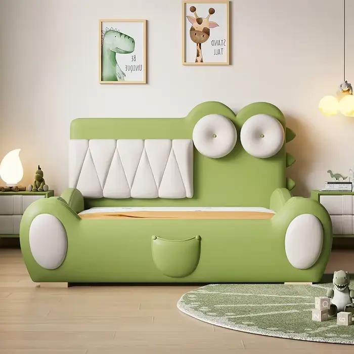 135x200cm cadres nouveau lit simple vert King Size Queen luxe complet enfants garde-corps lit pour garçons toboggan chambre meubles modernes
