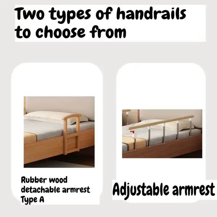 Lit simple en bois pour personnes âgées avec barreaux de sécurité