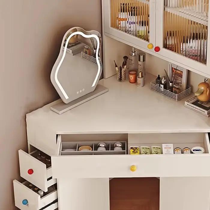 Haute Coiffeuse d'angle avec tiroir moderne français Unique Vanity Desk luxe esthétique