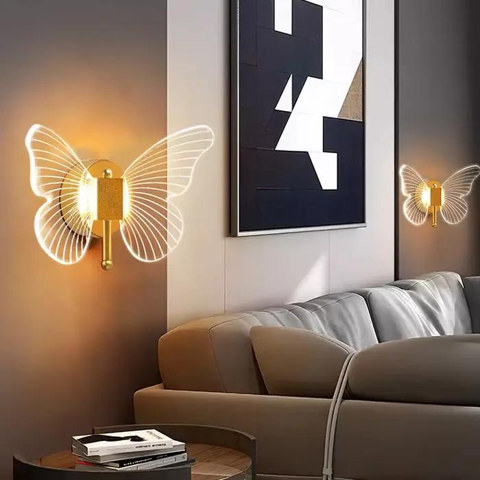 Papillon mur LED lampe éclairage intérieur maison chambre Table de chevet salon décoration nordique intérieur applique murale appliques