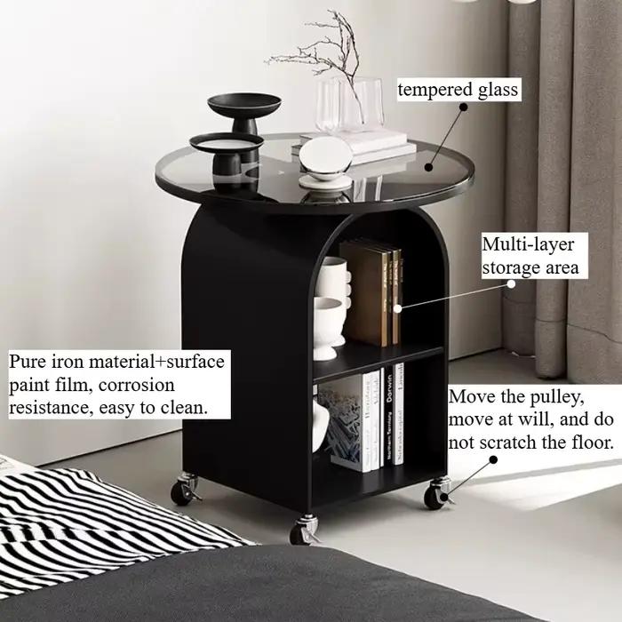 Table de chevet noire européenne en métal