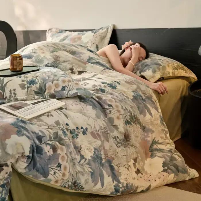 Parure de lit en velours de lait chaud