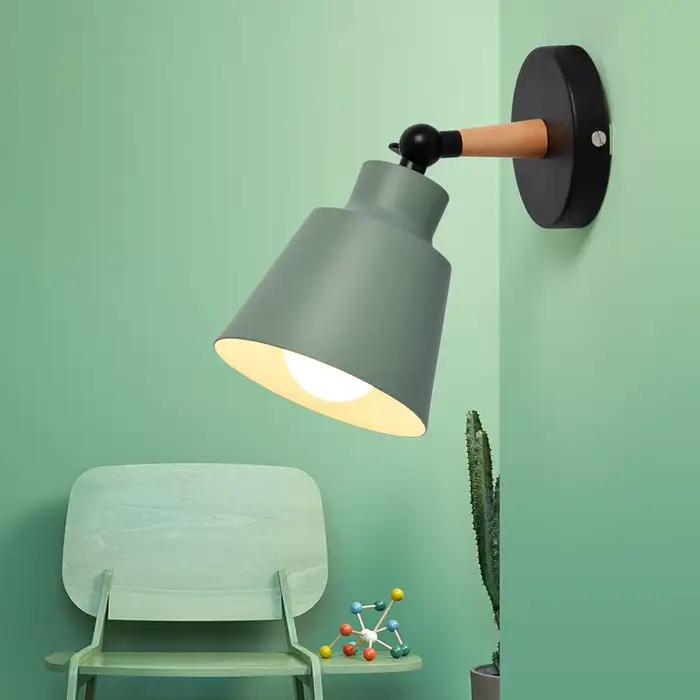 Applique murale nordique en bois massif pour chambre à coucher, moderne et simple, Macaron LED, créative, pour couloir, salon, chevet