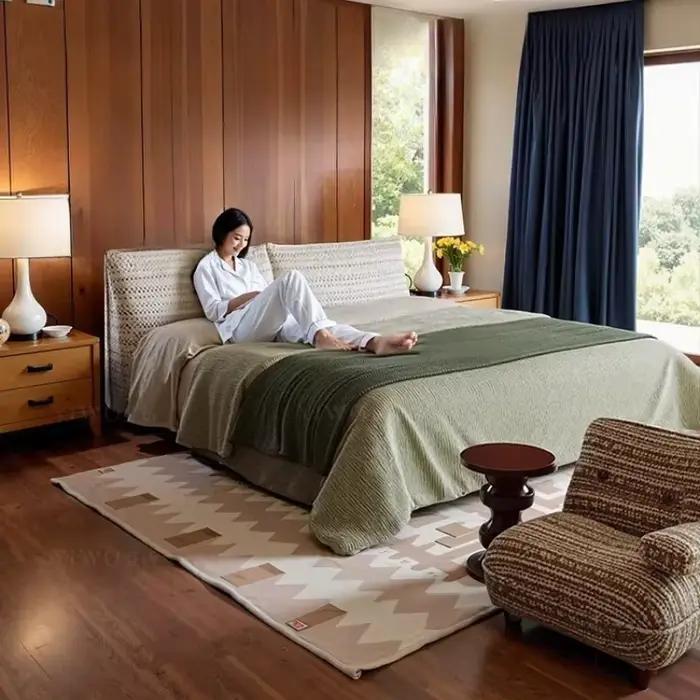 Cadre de lit double 180x200cm en bois massif