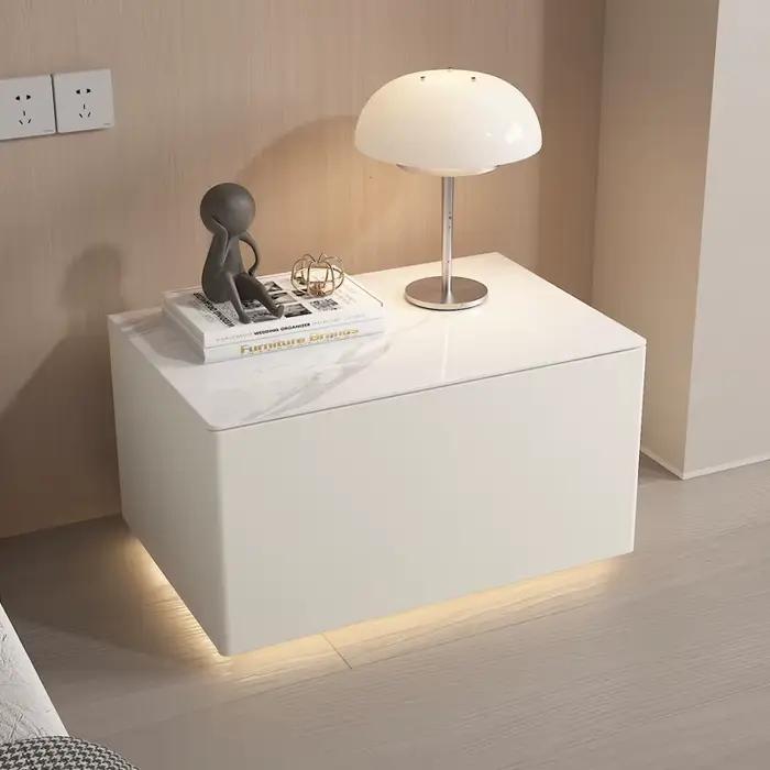 Table de chevet moderne blanche avec rangement