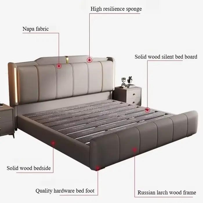 Meuble de chambre à coucher : Lit plateforme en bois avec tiroirs de rangement