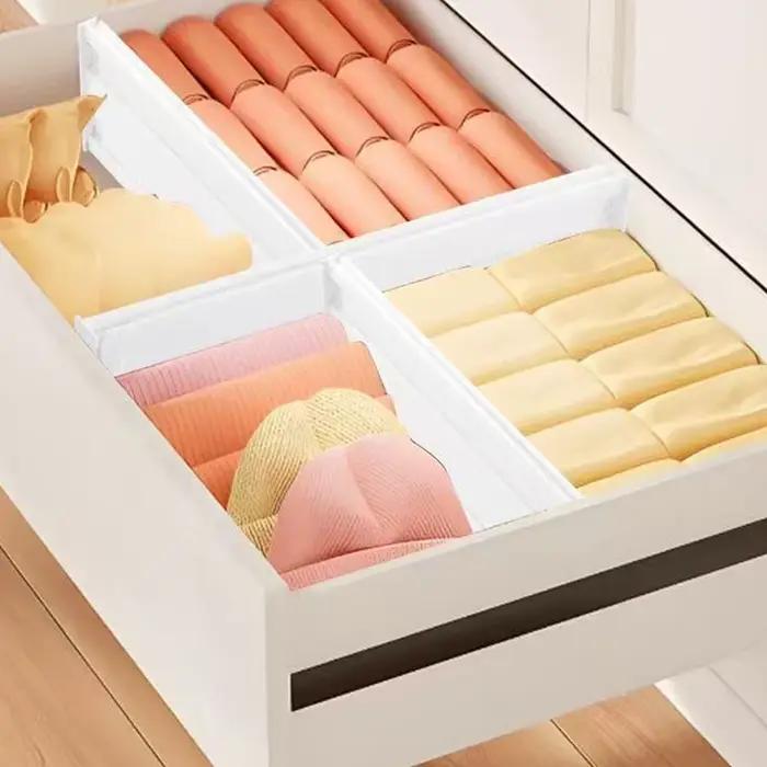 Lot de 4/6/8 séparateurs de tiroirs pour vêtements, organisateur de tiroir extensible réglable de 3 po de hauteur (10,4-19,7 po), séparateurs en plastique