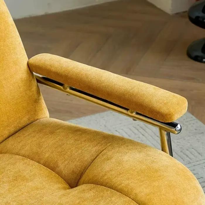 Fauteuil de chambre pour adultes, fauteuil individuel confortable et relaxant pour salon, fauteuil de maquillage jaune, fauteuils de salon, mobilier moderne du milieu du siècle