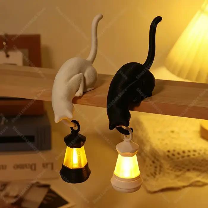 Veilleuse en forme de chat/chien - Lampe de bureau créative pour la décoration de la maison, décoration d'étagère de bibliothèque, lumière chaude pour chambre à coucher et salon