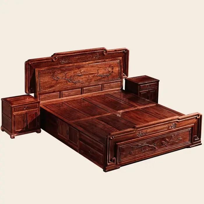 Têtes de lit en bois, Têtes de lit double, Lit plateforme moderne flottant de style japonais, Lit double au sol, Letto Matrimoniale, Meubles tendance
