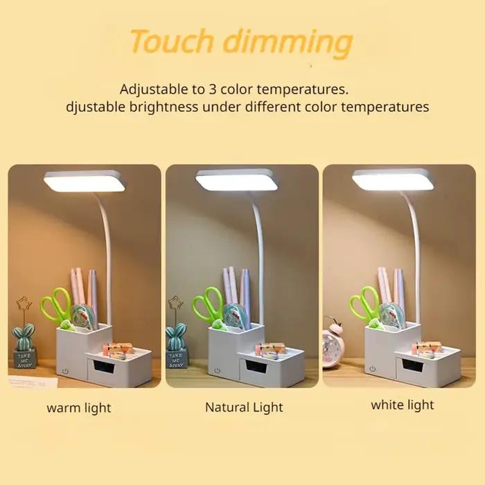 Tactile LED lampe de bureau 3 niveaux Dimmable veilleuse USB Rechargeable Protection des yeux pliable lampe de Table chambre chevet lecture