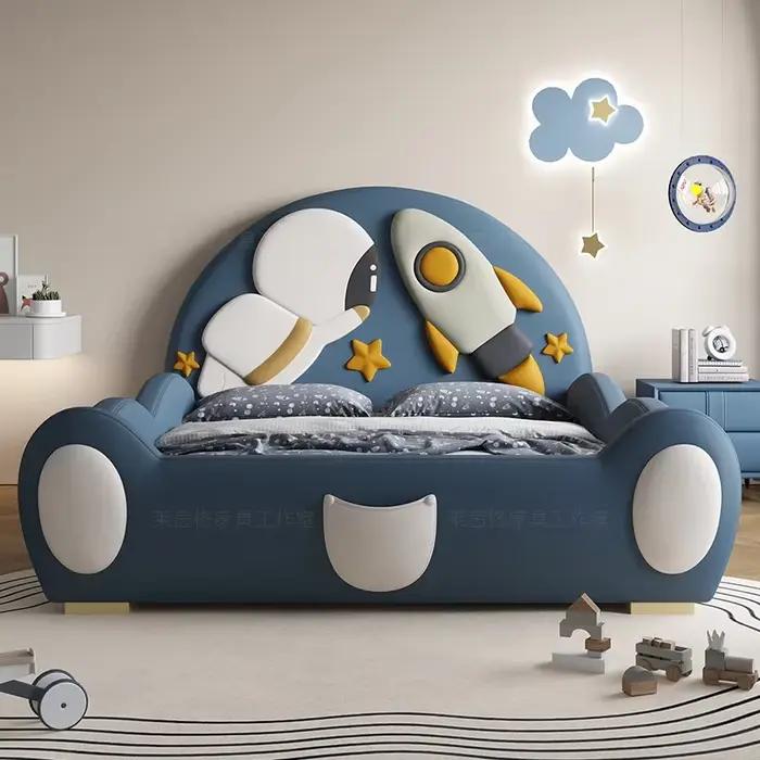Lit simple King Size bleu 120x200cm