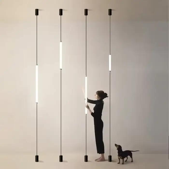 Designer italien minimalisme chevet lampadaire acrylique cheminée longue ligne lampe moderne noir hôtel salon décor à la maison LED