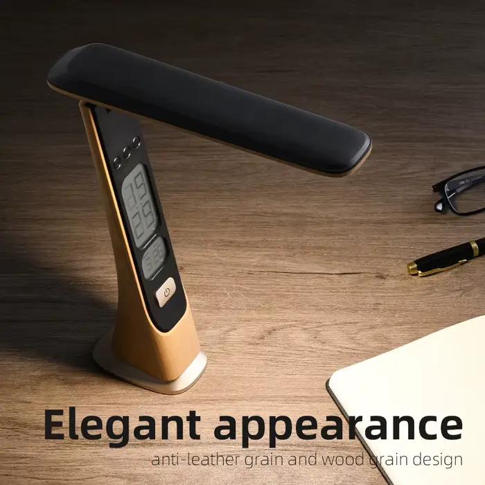 WILIT Lampe de bureau LED avec affichage de l'heure, veilleuse rechargeable, protection des yeux pliable, lampe de lecture pour bureau, cadeaux pour étudiants